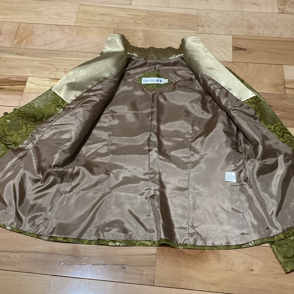 Elegant Green Brocade Silk Blend Blazer - Picture 9 of 17